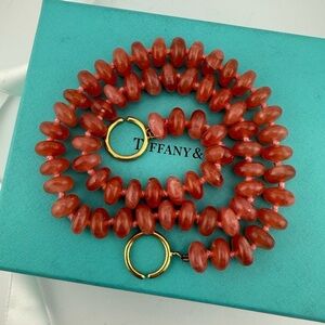 Vtg. Tiffany & Co. 18k Rhodochrosite Gemstone Necklace Paloma Picasso